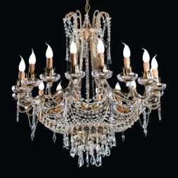 Люстра Renzo Del Ventisette L 14001/18 DEC. 041 + Cristallo Ambra - Amber Crystal