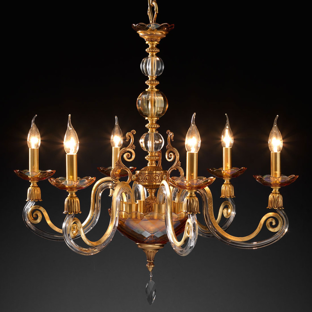 Люстра Euroluce Lyra L6 Gold Amber