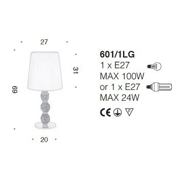 Настольная лампа IDL Charme 601/1LG steel ivory black