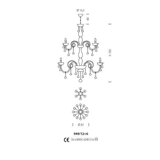 Люстра Sylcom Dandolo 949/12+6 K DEN