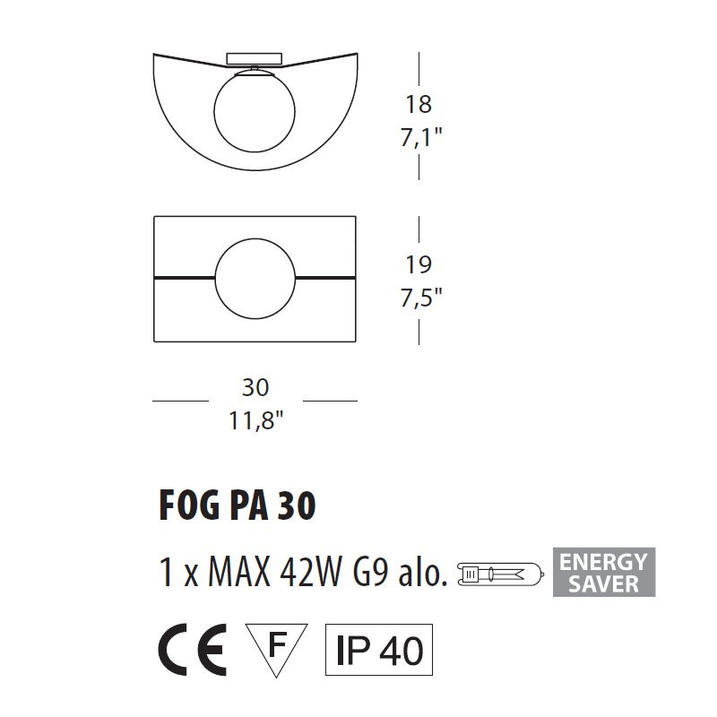 Настенный светильник Morosini Fog 30 PA 0200PA08BIAL