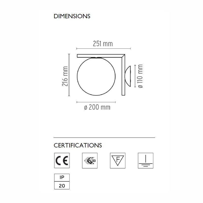 Настенно-потолочный светильник Flos IC Lights C/W 1 Chrome F3178057