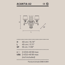 Бра Masiero Acantia A2 V95 / DAM/14/WH Cut crystal