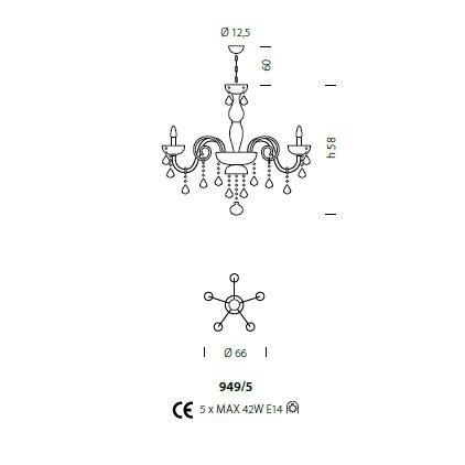 Люстра Sylcom Dandolo 949/5 K BL
