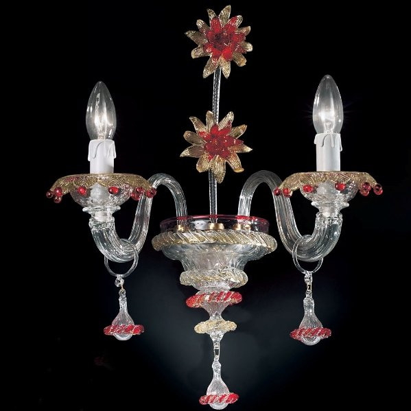 Бра Vetri Lamp 922/A2 Cristallo/Oro 24Kt/Rosso