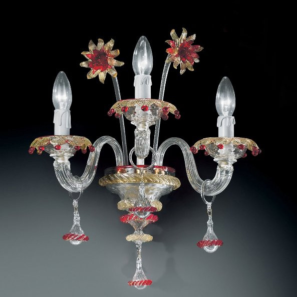 Бра Vetri Lamp 922/A3 Cristallo/Oro 24Kt/Rosso