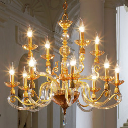 Люстра Euroluce Lyra L8+4 Gold Amber