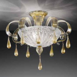 Потолочный светильник Vetri Lamp 1183/PL45 Cristallo/Oro 24 Kt.