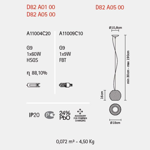 Подвесной светильник Fabbian Swirl D82 A05 00