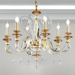 Люстра Euroluce Aurora L6 gold amber