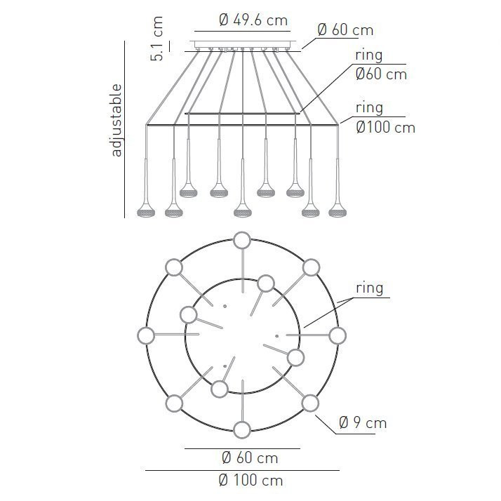 Подвесной светильник Axo Light Fairy SP FAIR 12 + ANELLO FAIRY 060&amp;100