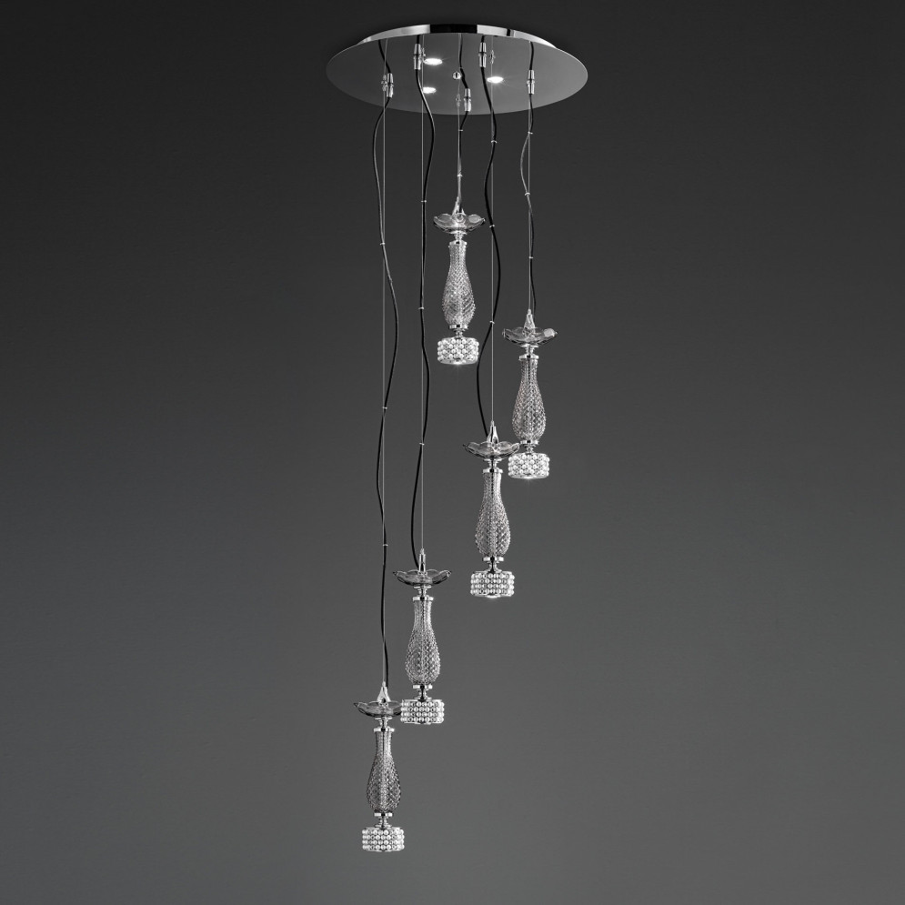 Подвесной светильник Euroluce Toochic S5+3 LED Silver Fume