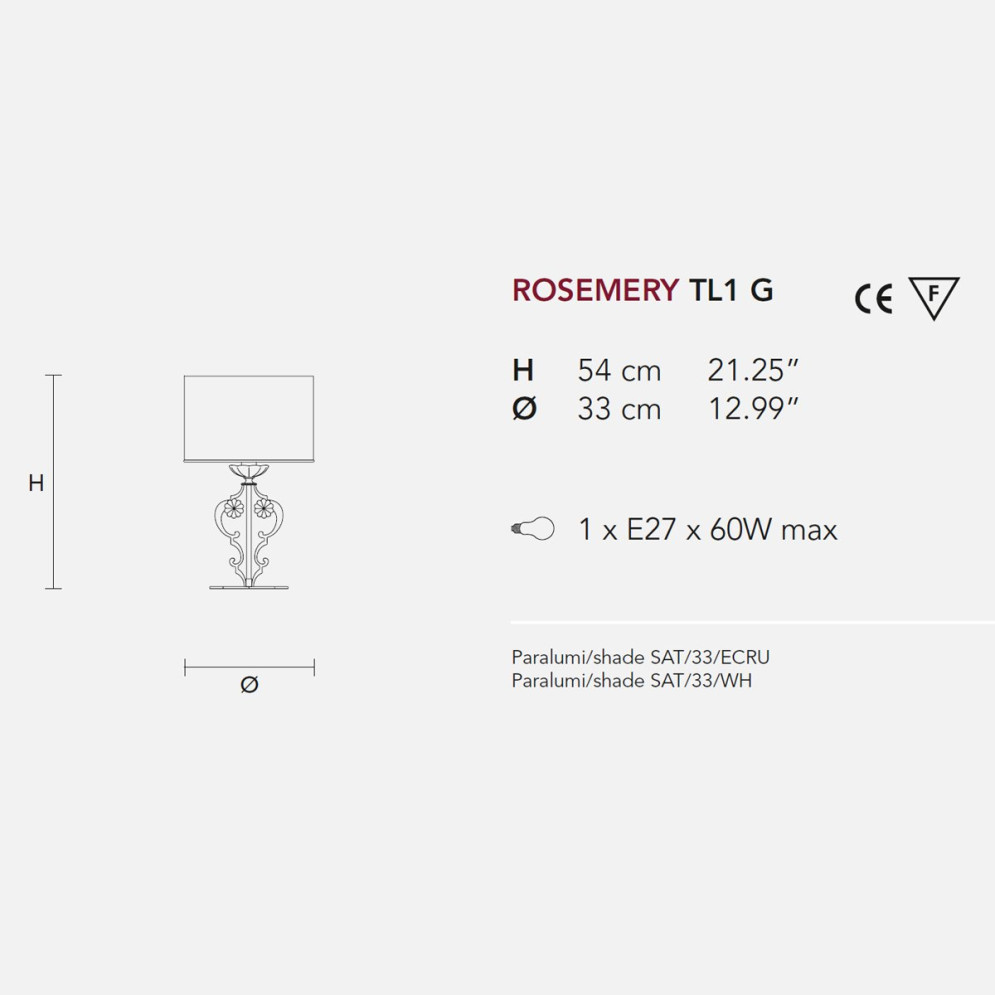 Настольная лампа Masiero Rosemery TL1G /V97/ SAT/33/WH