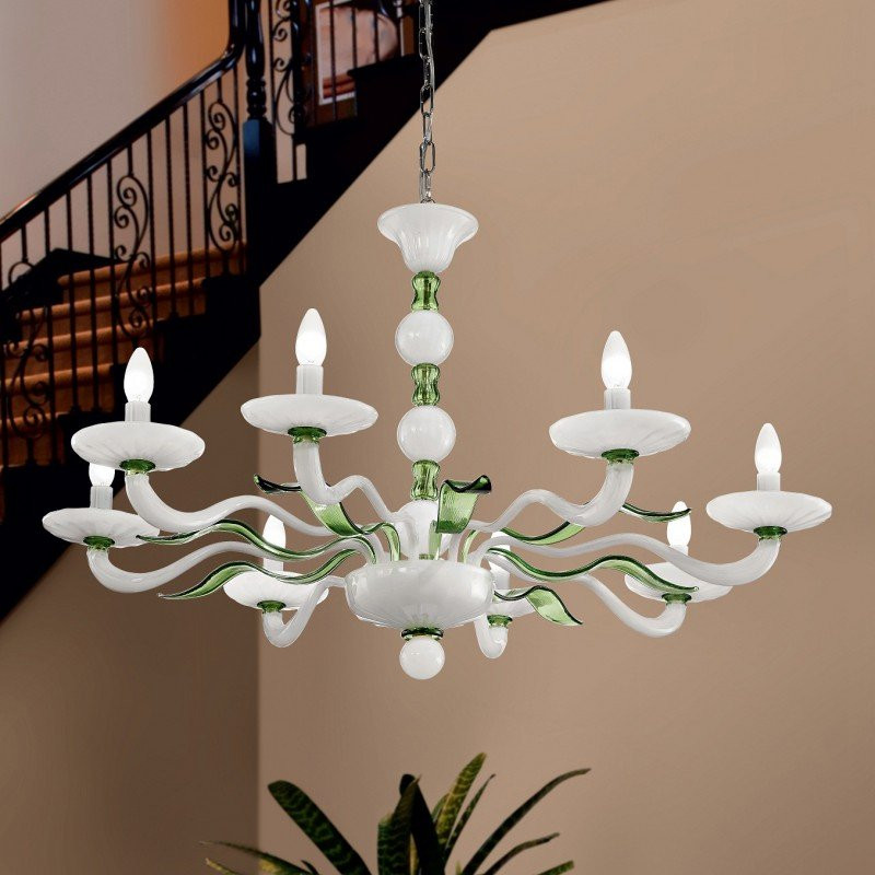 Люстра Vetri Lamp 1171/8 Bianco/Verde oliva