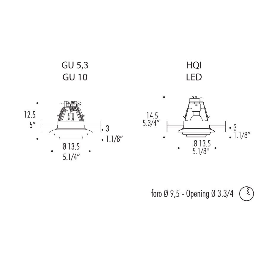 Встраиваемый спот (точечный светильник) Leucos Sun 0004488