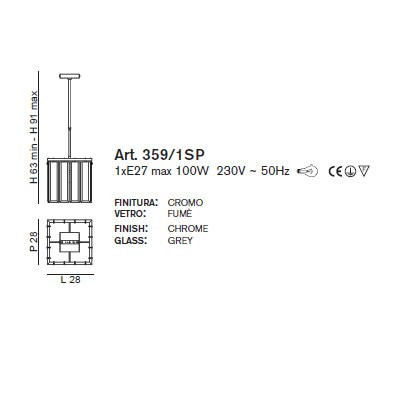 Подвесной светильник IDL Roma 359/1SP chrome + GREY engraving