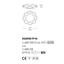 Настенно-потолочный светильник Morosini Diamond PP80 0460PP06BIIN