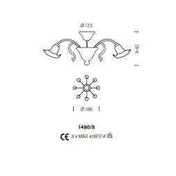 Потолочная люстра Sylcom Grimani 1480/8 D C.ORO