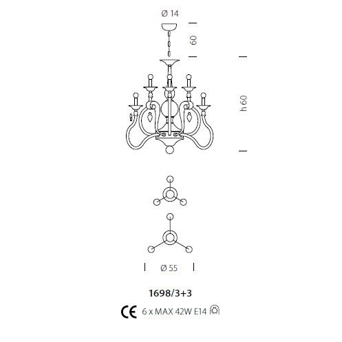 Люстра Sylcom Impero 1698/3+3 D FU