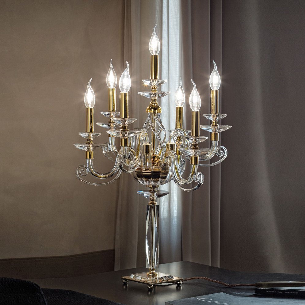 Настольная лампа Euroluce Alicante F6+1L gold Clear