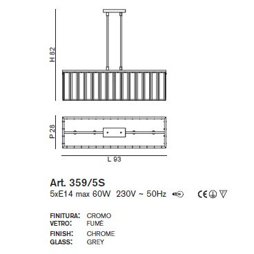 Подвесной светильник IDL Roma 359/5S chrome + GREY