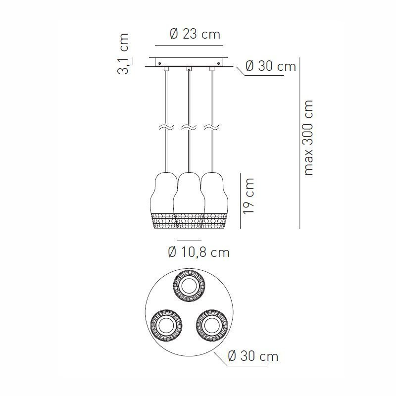 Подвесной светильник Axo Light Fedora SP FEDOR 3 SPFEDOR3BRBCGU1