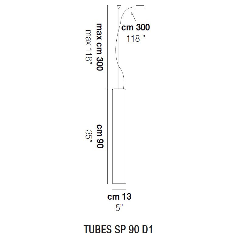 Подвесной светильник Vistosi Tubes SP 90 D1 E27 BC NI