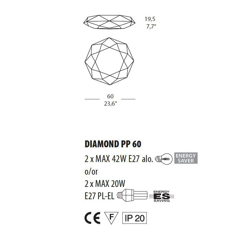 Настенно-потолочный светильник Morosini Diamond PP60 0462PP06BIIN