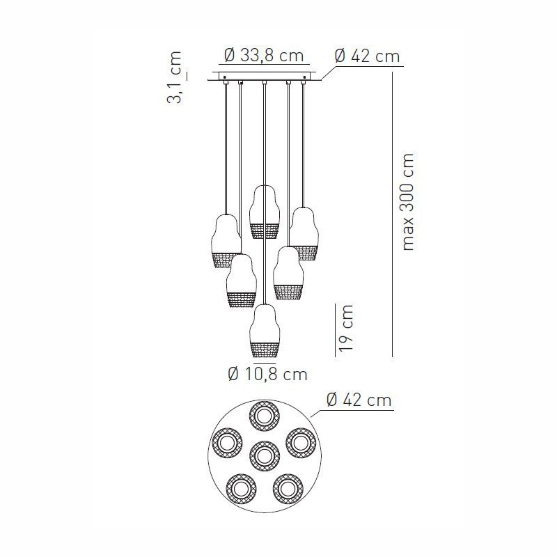 Подвесной светильник Axo Light Fedora SP FEDOR 6 SPFEDOR6ROBCGU1