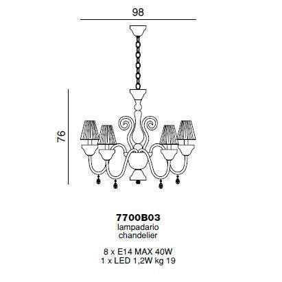 Люстра Beby La Femme 7700B03 Chrome White Charmante 595 Swarovski Almond
