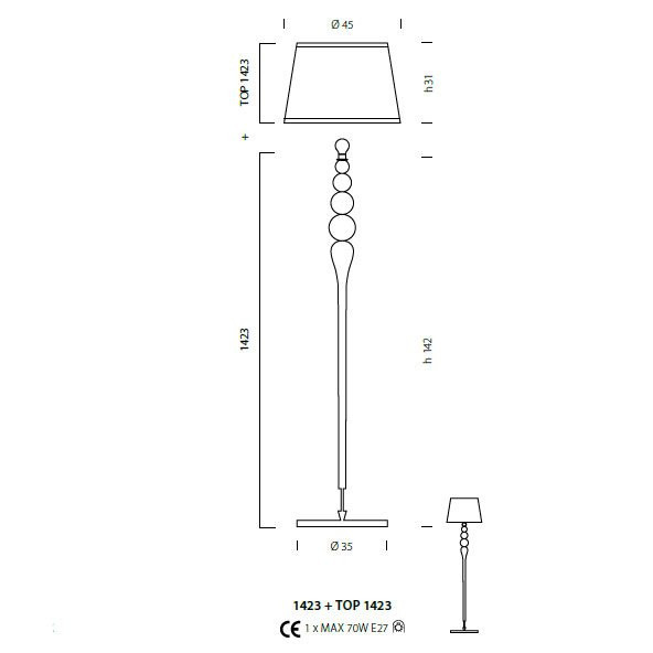 Торшер Sylcom Scrigno 1423 D CR.ORO + TOP 1423 ORO
