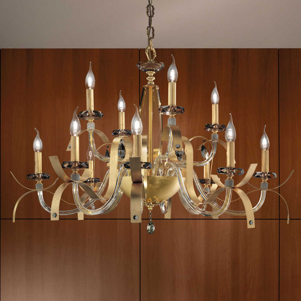 Люстра Euroluce Nuage L8+4 Gold Amber