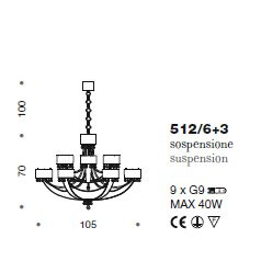 Люстра IDL Crystal blade 512/6+3 Light gold