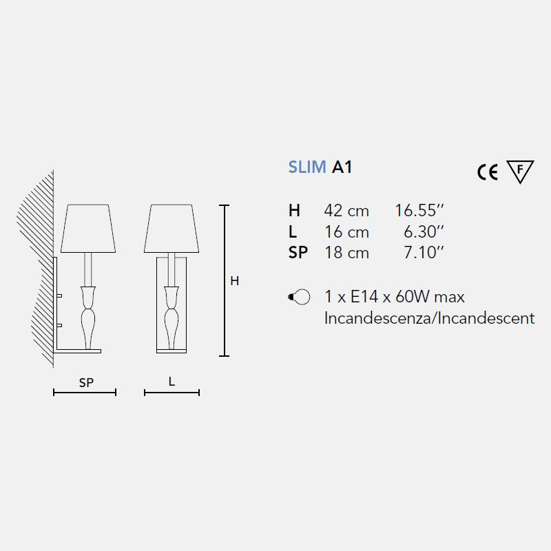 Бра Masiero Slim A1 F01 / SHA / BK-GD