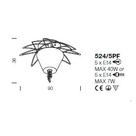 Потолочный светильник IDL Flame 524/5PF white+gold