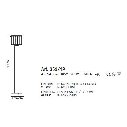 Торшер IDL Roma 359/4P chrome + GREY without engraving