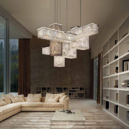 Подвесной светильник Masiero Cubo S/COMBO 175 G04 TR+SM CUT CRYSTAL