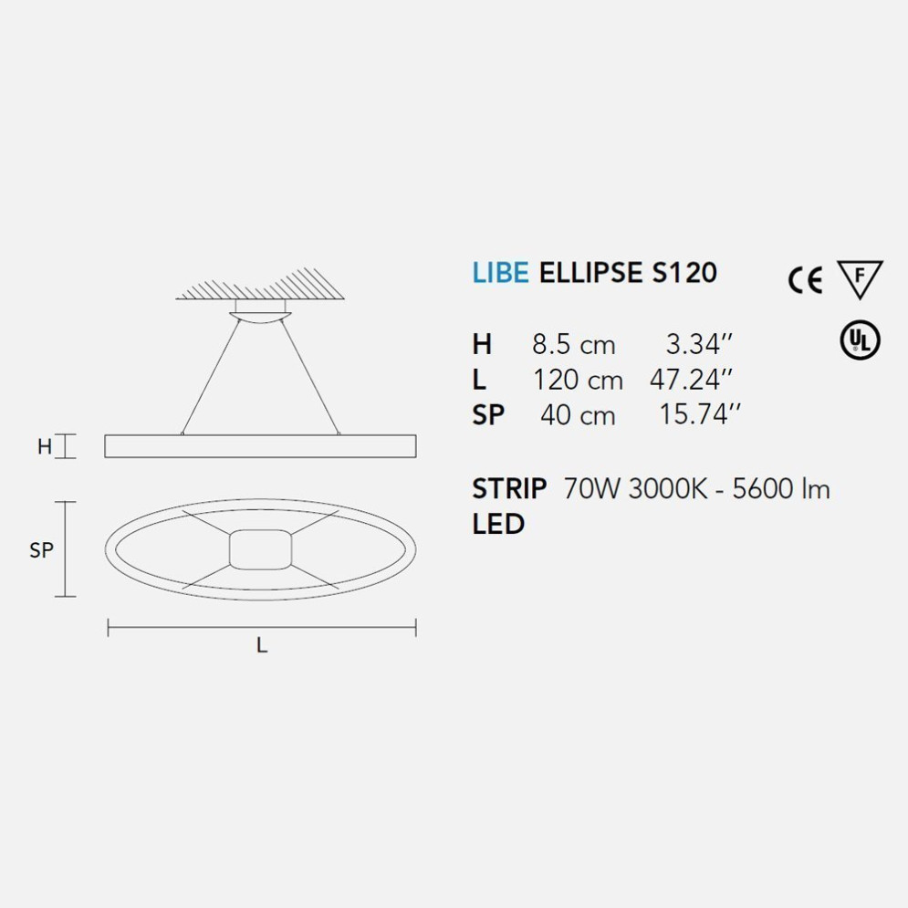 Подвесной светильник Masiero Libe ELLIPSE S120 W03