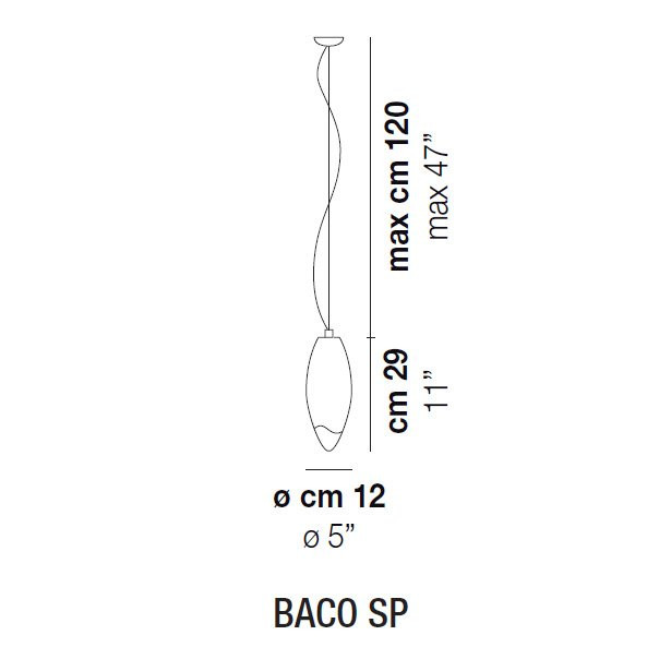Подвесной светильник Vistosi Baco SP E27 BC/SF NI