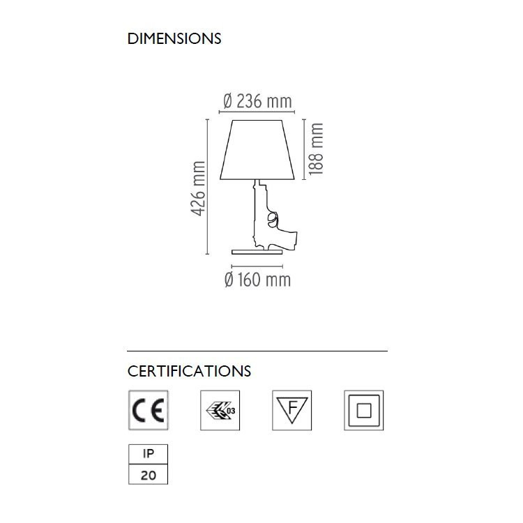Настольная лампа Flos Guns Bedside Gun Gold F2953000