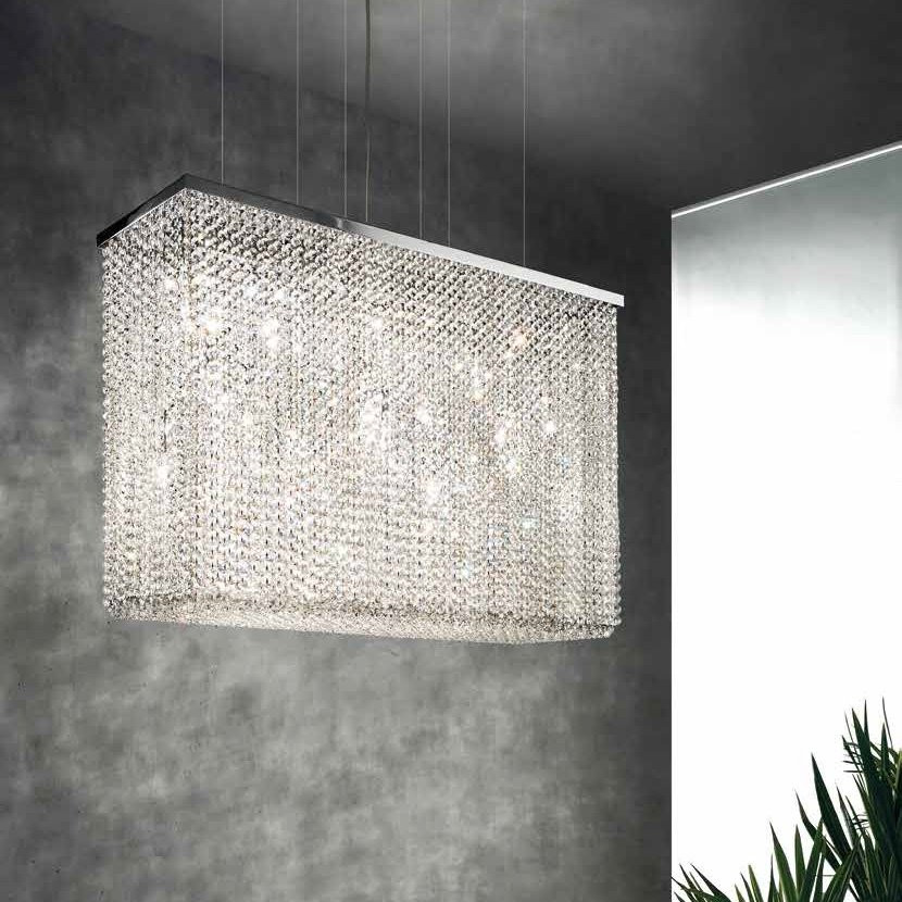 Подвесной светильник Masiero Cubo S/LONG/R G04 TR CUT CRYSTAL