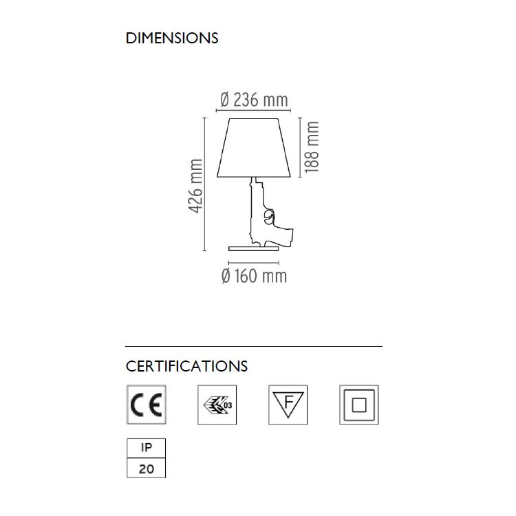 Настольная лампа Flos Guns Bedside Gun Chrome F2953057