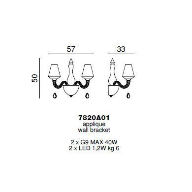 Бра Beby Group Pure 7820A01 Chrome Silver Cortina Black Lilac