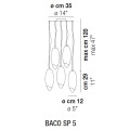 Подвесной светильник Vistosi Baco SP 5 E27 BC/SF NI