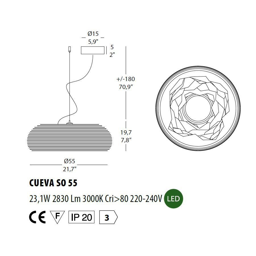Подвесной светильник Morosini Cueva CUEVA SO 55 0552SO06BSL3