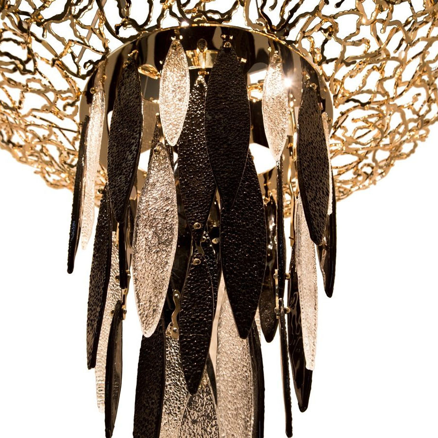 Подвесной светильник IDL Elite 596/8+1 light gold transparent+black