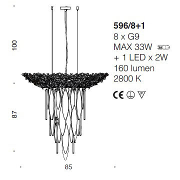Подвесной светильник IDL Elite 596/8+1 light gold transparent+black