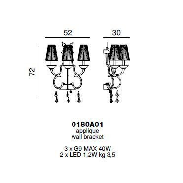 Бра Beby Prestige 0180A01 Chrome 024 Half Cut Plaque