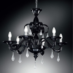 Люстра Vetri Lamp 1184/6 Nero/Gocce cristallo