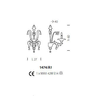Бра Sylcom Rezzonico 1474/A1 PA BLU.ORO